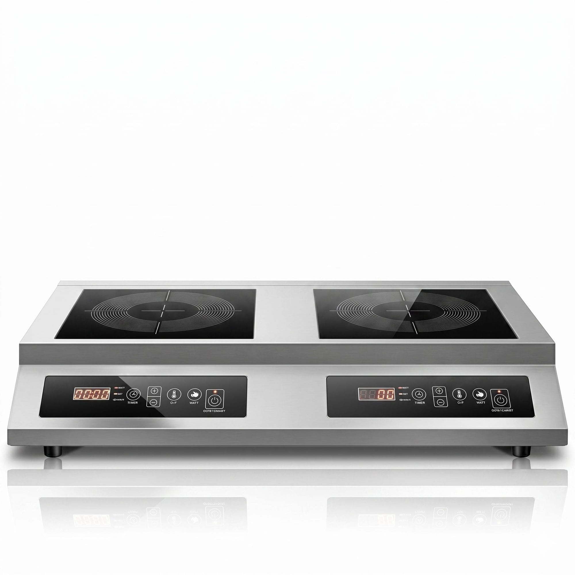 Induction Cooktop 30 inches 2-Burner, 7000W Button Countertop Electric Stove Top, Black Glass