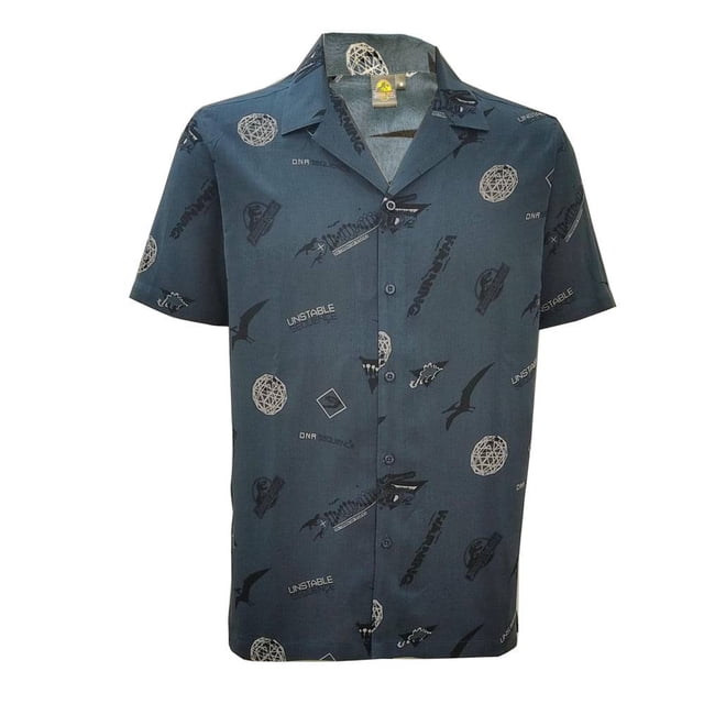 Camisa Jurassic Park Para Hombre Manga Corta Tipo Playa Talla CH Azul
