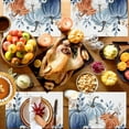 thumbnail image 6 of Fall Thanksgiving Placemats Watercolor Pumpkin Place Mats for Dining Room Dinner Table Autumn Blue Leaves Washable Table Mats Kitchen Decorations Set of 4, 6 of 6