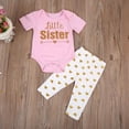 thumbnail image 4 of Girls 2PCS Outfits Big Sister Little Sister Print Tops Heart Print Pants, 4 of 7