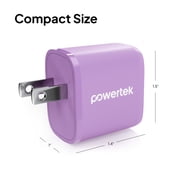 Powertek 20W USB-C PD + 18W USB-A Dual Port Wall Charger, Two-Tone Pastel, Purple