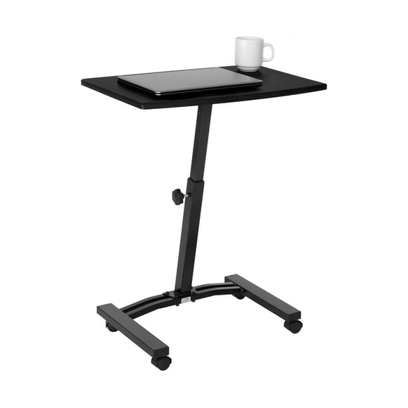 Seville Classics Support Mobile pour Ordinateur Portable Réglable en Hauteur pour Salle de Classe Bureau à Domicile Table Médicale avec Roues, Bureau Plat 24 Pouces, Noir