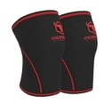 thumbnail image 1 of Rodilleras de 7 mm (1 par) - Rodilleras de alto rendimiento para levantamiento de pesas, cross training y powerlifting - Las mejores rodilleras y correas de compresión - Para hombres y mujeres (Negro/, 1 of 5