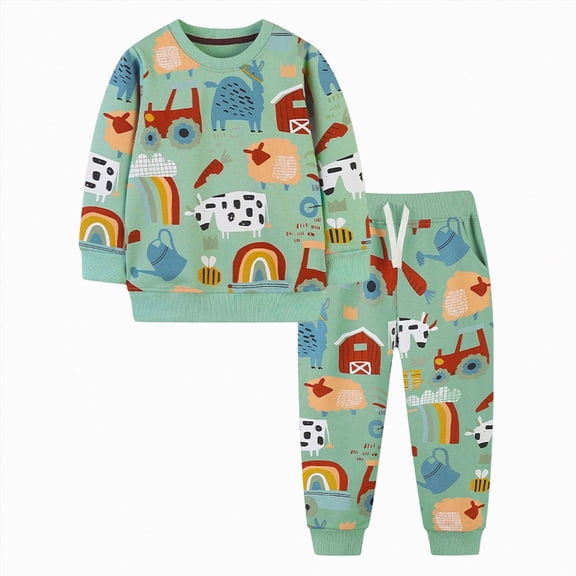 mgoYE Toddler Baby Boy Outfit Fall Winter Boy Clothes Long Sleeve Cute Cartoon Sweatshirts Pants Outfits