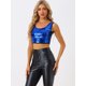 thumbnail image 2 of Camiseta sin mangas Allegra K con lentejuelas Azul Real XS, 2 of 5