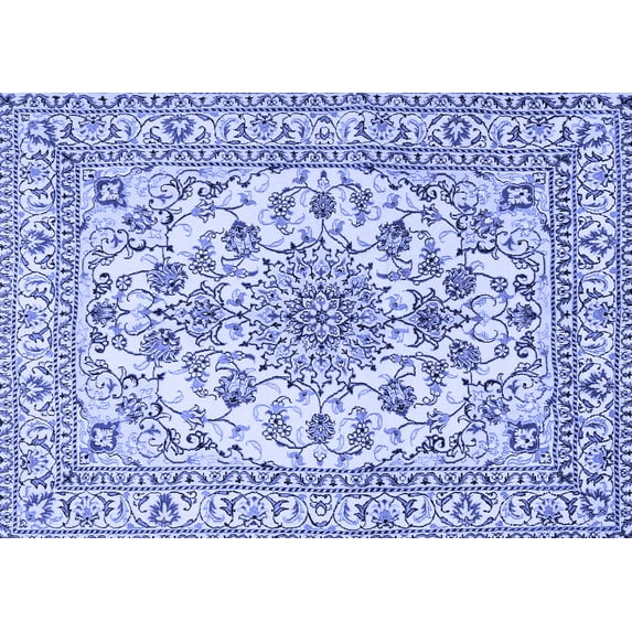 Ahgly Company Indoor Rectangle Medallion Blue Traditional Area Rugs, 7' x 9'