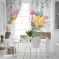 thumbnail image 5 of Watercolor Floral Blackout Curtains for Bedroom, Spring Botanical Flowers Leaves Wood Grain Thermal Insulated Kitchen Drapes with Grommets, Light Blocking Window Treatment, 2 Panels 42" x 45", 5 of 7