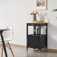 thumbnail image 4 of CRXX Kitchen Island Trolley Cart with Drawer and Storage Cabinet, Wood Top Kitchen Cart Microwave Stand for Dining Room, Black, 4 of 10