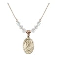 thumbnail image 1 of 18-Inch Hamilton Gold Plated Necklace with 6mm White April Birth Month Stone Beads and Saint Christopher Charm, 1 of 1
