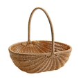 thumbnail image 1 of Cesta de almacenamiento tejida a mano, multifuncional, ligera, para frutas, pan, playa, exterior, interior, organizador portátil, cesta de picnic, 1 of 8