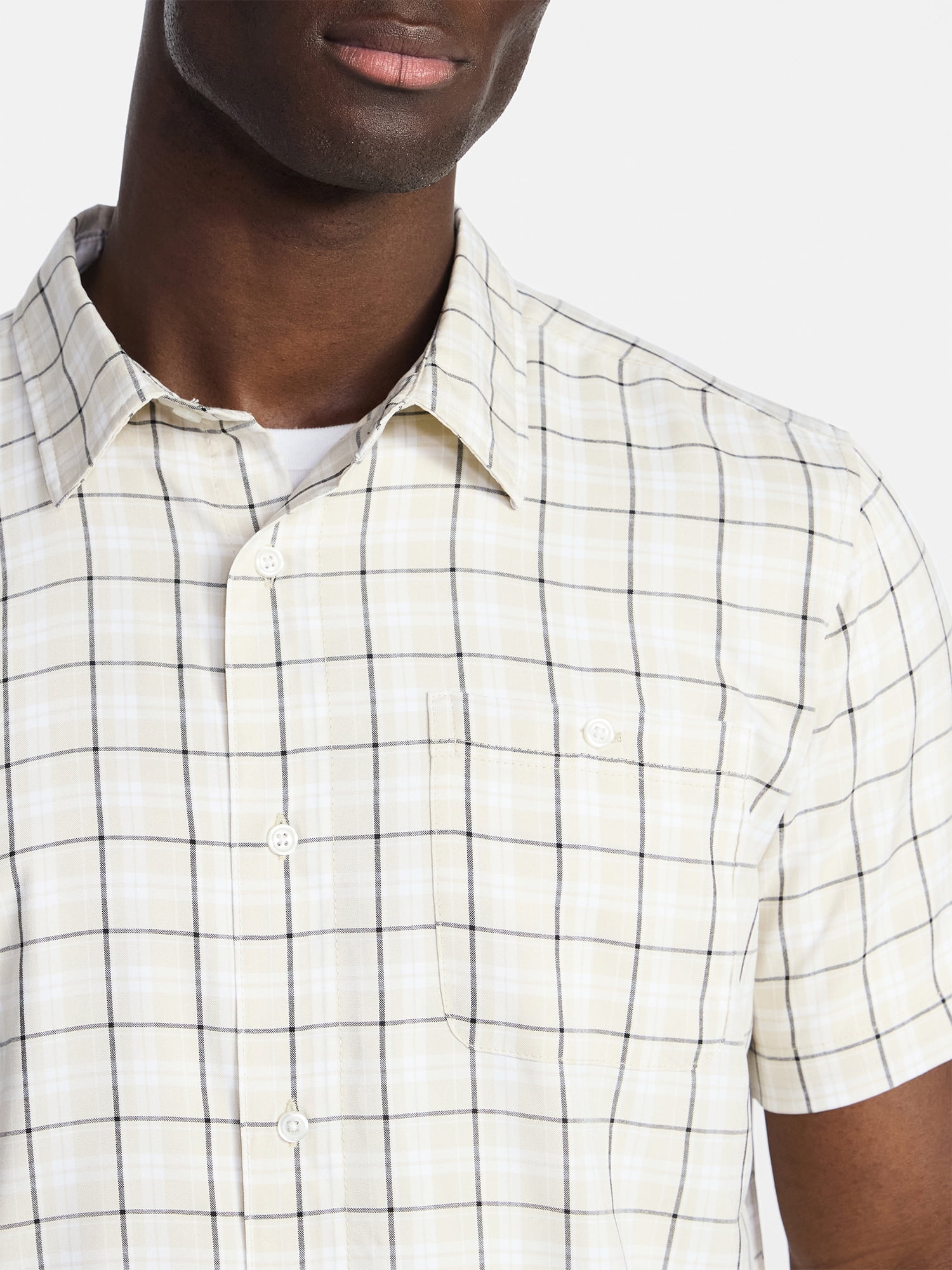 George Men's & Big Men's Regular Fit Microfiber Button-Up Shirt with Short Sleeves, Sizes XS-5XL