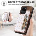 thumbnail image 4 of Nalacover Case for Samsung Galaxy S20 Ultra Wallet Case with Card Slots Zipper Pocket, Floral Pattern PU Leather Flip Kickstand Cover for Women Girls, RFID Blocking Shockproof Case, Brown, 4 of 9