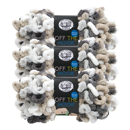 UPC: 0842093117896 | Lion Brand Yarn Off the Hook Snowy Cosmo Loop Jumbo Polyester Multi-color Yarn 3 Pack