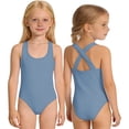 thumbnail image 7 of SHenli Girls One Piece Swimsuit Size 10-12 Gingham Ruffle Tankini Quick Drying Tropical Print Girl Bathing Suit Swimwear with Cover Up Pants Cutout Adjustable Straps, 7 of 7