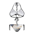 thumbnail image 2 of Uourmeti Women's Halter Neck Triangle Bikini Set - Marble Print with Gold Veins, Tie Side Bottoms for Beach & Pool Vacations - Quick Dry, Stretchy Swimwear, 2 of 9