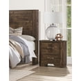 thumbnail image 2 of Ensemble de Chambre Rustique Finition Brune 5 Pcs Lit Grand Deux Tables de Chevet Commode Miroir Coins Coupés Style Transitionnel Meubles, 2 of 7