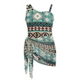thumbnail image 7 of SEANATIVE Girls Swimsuits One-Piece Bathing Suit with Mesh Cover Up Skirt Lightweight Soft Swimwear Cut Out Design Beachwear with Adjustable Strap, Size 17-18, Tribal Pattern Teal, 7 of 7