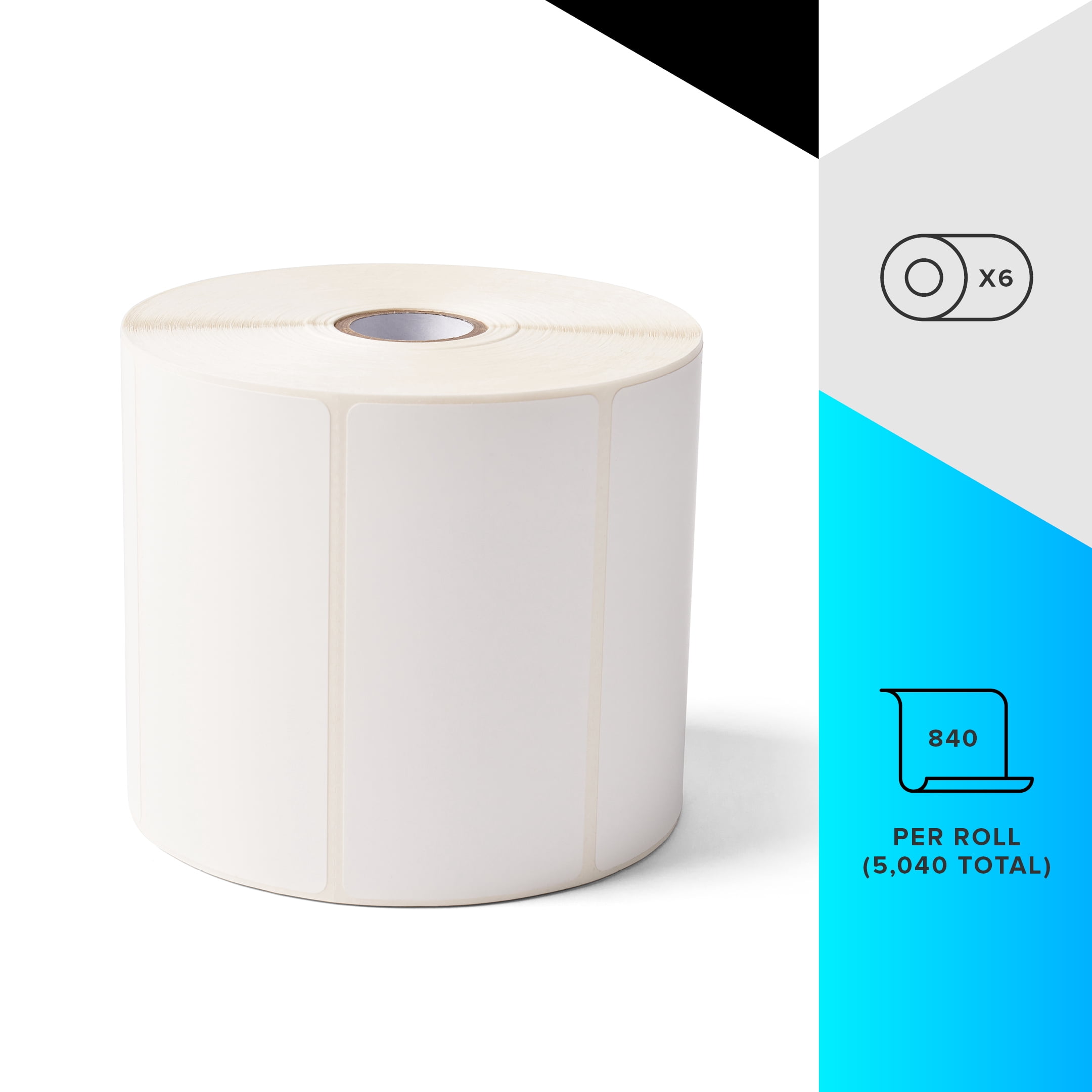 Zebra 4 x 3 in Direct Thermal Paper Labels Z-Perform 2000D Permanent Adhesive Shipping Labels - 1 in Core - 6 Rolls
