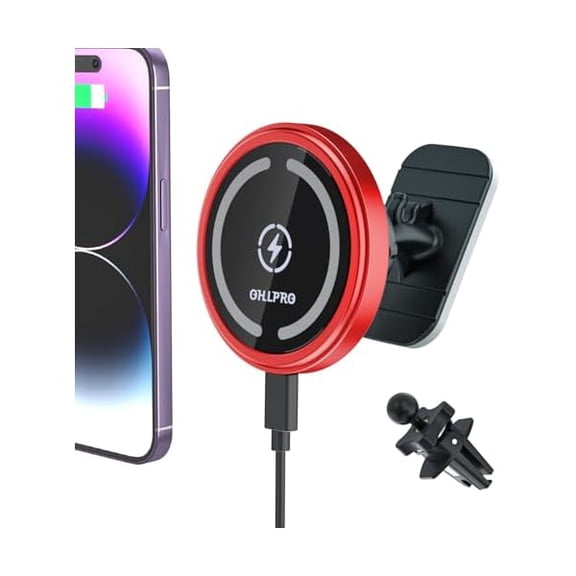 xzyuan for MagSafe Car Mount Charger iPhone Wireless Car Charger, Stick on Dashboard Magnetic Phone Holder Mount for iPhone 17 Pro Max 16 15 14 Series, 15W Fast Charging, Aluminum Shell