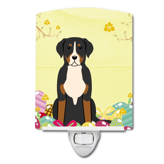 Caroline's Treasures BB6037CNL Easter Eggs Greater Swiss Mountain Dog Ceramic Night Light, 6x4x3", multicolor