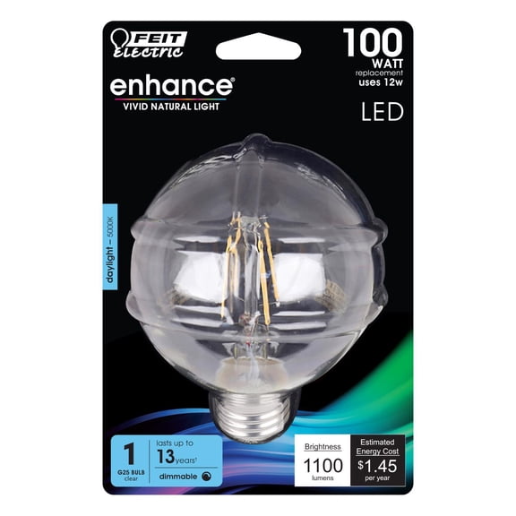 Feit G25 E26 (Medium) Filament LED Bulb Daylight 100 Watt Equivalence 1 pk