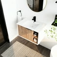 thumbnail image 5 of 30'' Bathroom Vanity With Ceramic Sink. Wall Mounted. Soft-close Door. Modern Appearance In Imitative Oak. Plywood 30". Oak Color. Construction, 5 of 7