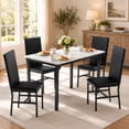 thumbnail image 4 of SYNGAR 5 Piece Dining Table and Chairs Set for 4, Faux Marble Kitchen Table with 4 Upholstered Chairs, Space-Saving Dining Set, Black Chair/White Tabletop, 4 of 9