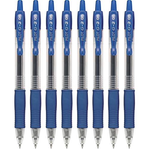PILOT G2 Premium Refillable & Retractable Rolling Ball Gel Pens, Extra Fine Point, Blue, 8-Pack (15310)