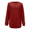thumbnail image 4 of UJNDER Women's Sweatshirt Solid Color Lightweight Asymmetrical Hem Pullover Long Sleeve Casual RD3 M, 4 of 5