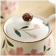 thumbnail image 6 of Japanese Hand-Painted Ceramic Sugar Bowl with Lid and Spoon, Flower Design Seasoning Jar, 6 of 6