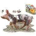 thumbnail image 3 of Madd Capp LiL' PIG 100 Piece Jigsaw Puzzle For Ages 5 And Up - 4019 - Unique Animal-Shaped Border, Poster Size when completed, Oversized Pieces For Easy Handling, Includes Educational Fun Facts, 3 of 9