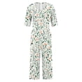 thumbnail image 5 of Edvintorg Rompers for Women 2025 Summer Vintage Floral Printed Short Sleeve V Neck Back Zipper Wide Leg Jumpsuit with Pocket Casual Loose Overalls for Women, 5 of 5