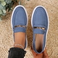 thumbnail image 4 of Womens Faux Suede Platform Loafers Gold Buckle Comfortable Slip On Cushioned Non-Slip Casual Work Shoes Wide Width Available Blue,Size 7.5, 4 of 9