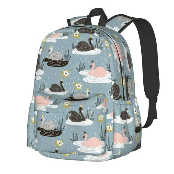 Kdxio Swan Princess On Lake Print Backpack for Students Travel Hiking with Large Capacity Lightweight Design Adjustable Straps and Multi-Pockets