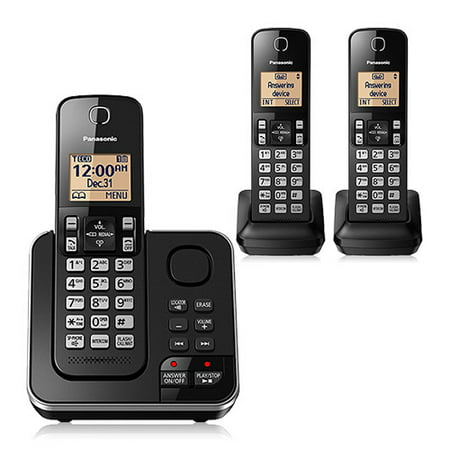 Panasonic KX-TG633SK 3 Handset Cordless Phone w/ Digital Answering System & DECT 6.0 Plus