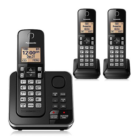 Panasonic KX-TG633SK 3 Handset Cordless Phone w/ Digital Answering System & DECT 6.0 Plus (Best Dect 6.0 Cordless Phones 2019)