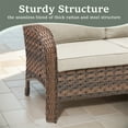 thumbnail image 4 of Yeahumalia Outdoor Patio Loveseat 2 Seater Wicker Sofa, Small Porch All Weather Rattan Couch with Beige Removble Cushion for Balcony Deck Backyard, 4 of 6