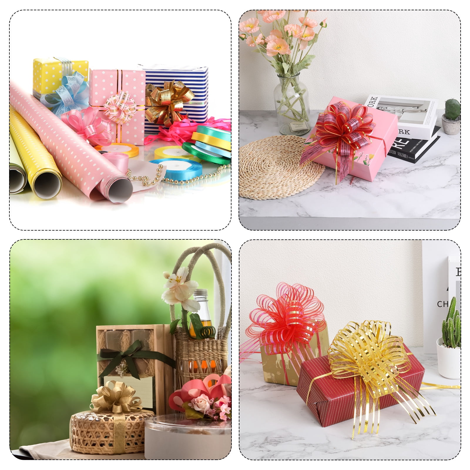 20pcs 6" Large Big Pull Bow Organza Gift Wrapping Bows Ribbon for Wedding Presents Christmas, Light Pink