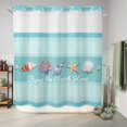 thumbnail image 6 of No Hook Shower Curtain, Teal Summer Coastal Shower Curtains for Bathroom with See Through Top Window, Modern Ocean Waves Starfish Shell Waterproof & Washable Bath Curtain Standard 72"x72", 6 of 9