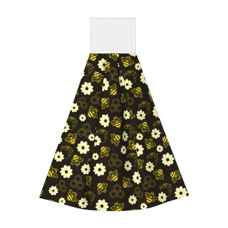 

Coaee Honey Bees With Flowers for Fast Absorbent Hanging Towels with Velcro for Kitchen Bathroom Laundryroom
