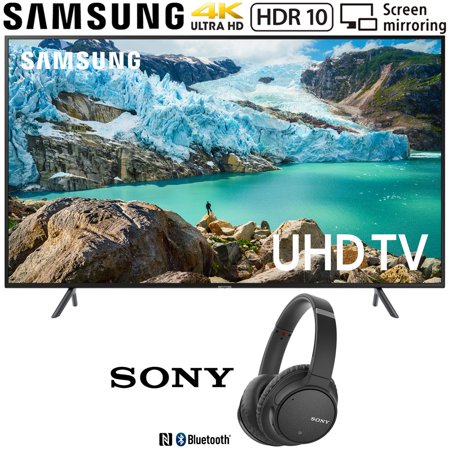 Samsung UN75RU7100 75-inch RU7100 LED Smart 4K UHD TV (2019) Bundle with Sony WHCH700N/B Wireless Noise Canceling Bluetooth Headphones,