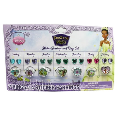 Disney's The Princess and the Frog Sticker Earrings and Ring Collection