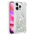 thumbnail image 2 of Funda para iPhone 16 Pro con Brillo Líquido Flotante, Purpurina, Parachoques y Anillo Giratorio Soporte, 2 of 5