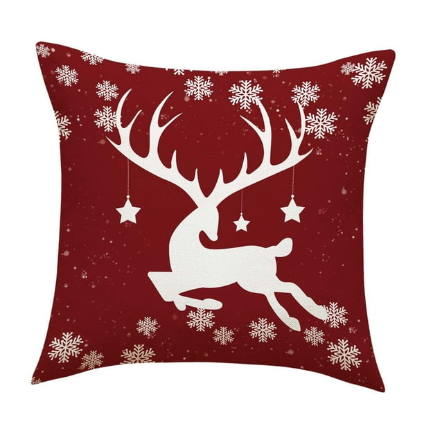 Funda de almohada navideña, funda de cojín cuadrada de 18 x 18 pulgadas, estampada, con cremallera. Alce