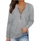 thumbnail image 1 of Moda mujer manga larga cuello en V sólido cremallera blusa otoño casual pulóver Tops Fridja  fjkfkj2636, 1 of 6