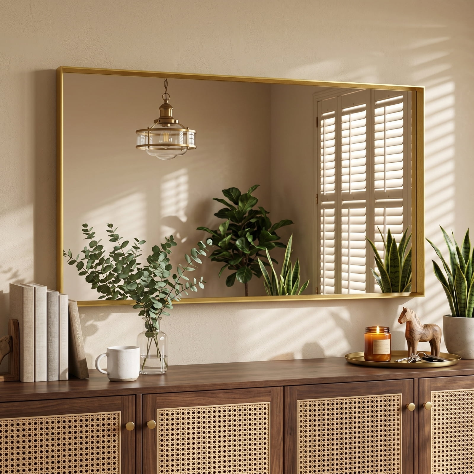 Gleamira 30"x55" Bathroom Wall Mounted Mirror Vanity Rectangular Mirror with Deep Frame, Gold
