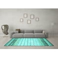 thumbnail image 3 of Ahgly Company Machine Washable Indoor Square Abstract Turquoise Blue Contemporary Area Rugs, 3' Square, 3 of 4