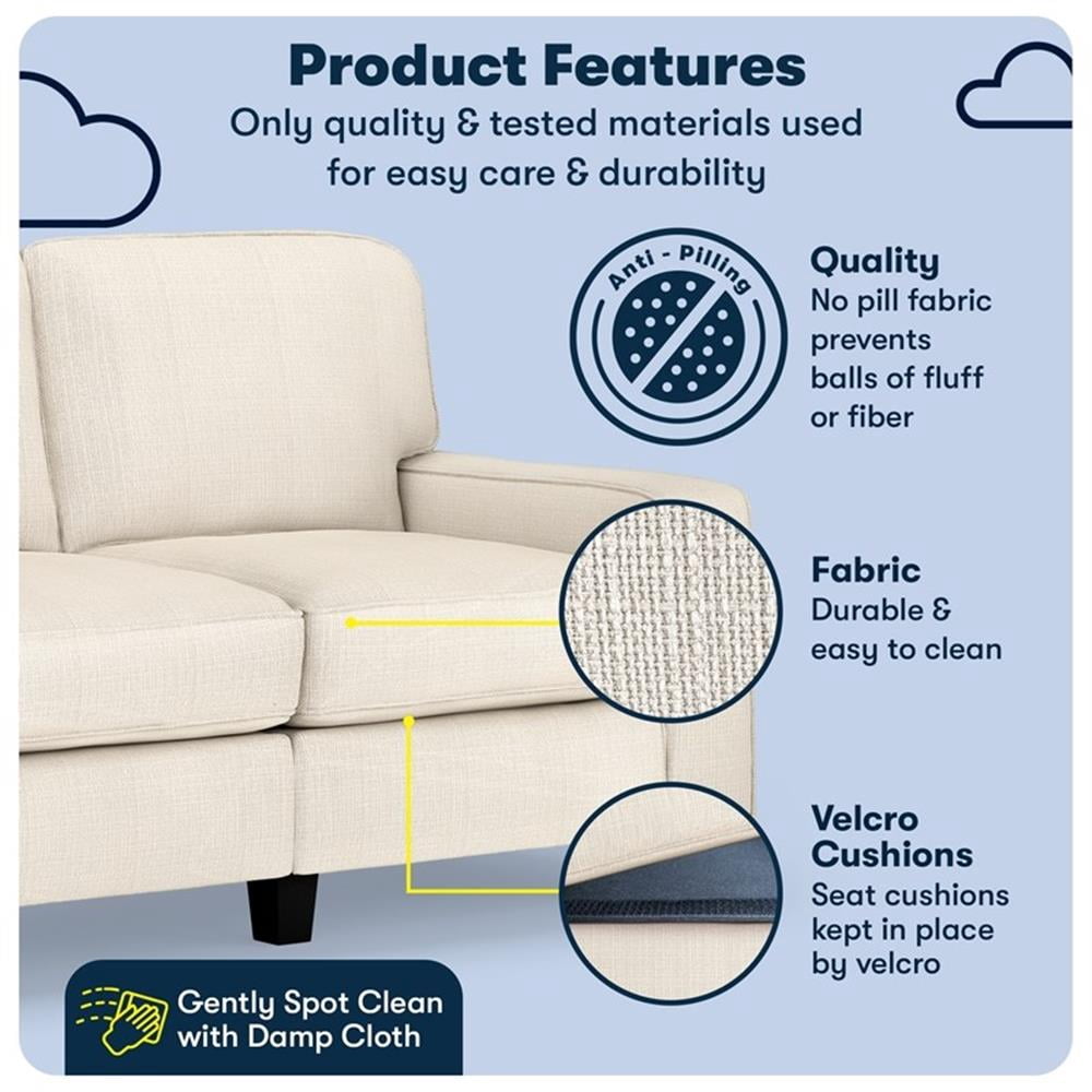 Bowery Hill 61" Track Arm Sofa Loveseat with Removable Covers Buckwheat