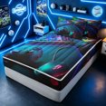 thumbnail image 3 of Erosebridal Neon Blue Gamepad Zipper Queen Comforter Set with Fitted Sheet and 2 Pillowcases for Boys Men, Video Game Lover Zipper Bedding Set, Gamepad Reversible, 4 Pieces, 3 of 7