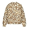 thumbnail image 5 of SCRAWLGOD Leopard Print Brown Beige Women's Crewneck Zip up Long Sleeve Jacket with Pockets Running Sweatshirts Jackets Hoodless Stylish Soft Lightweight Coat, XXL, 5 of 7